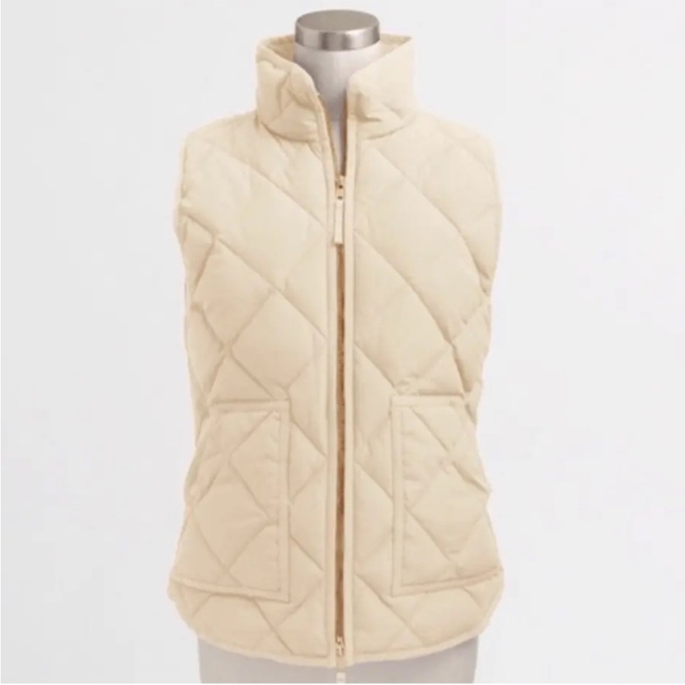 J. Crew Factory Quilted Puffer Vest Cream Small